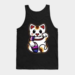 LGBTQ+ Pride Lucky Cat - Genderfluid Tank Top